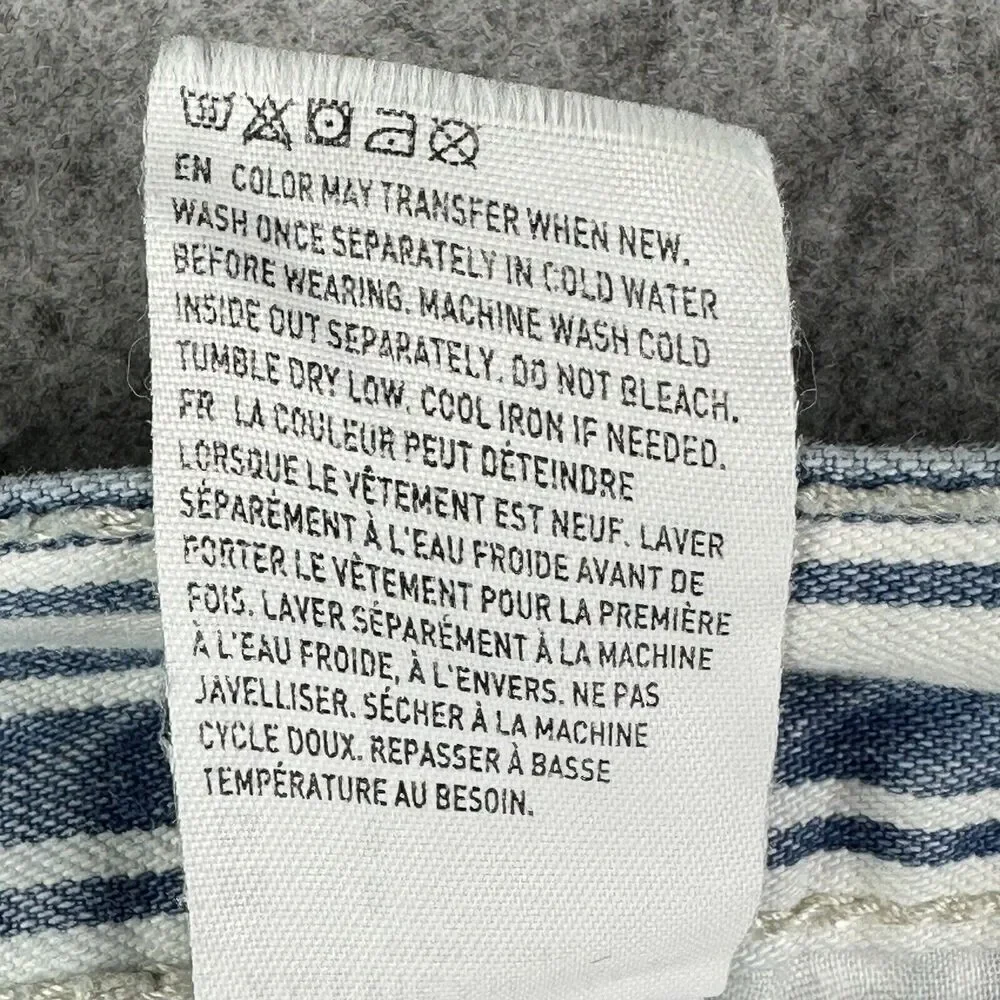American Eagle Mom Jean Shorts Womens 0 Blue White Striped Casual Cotton Denim*